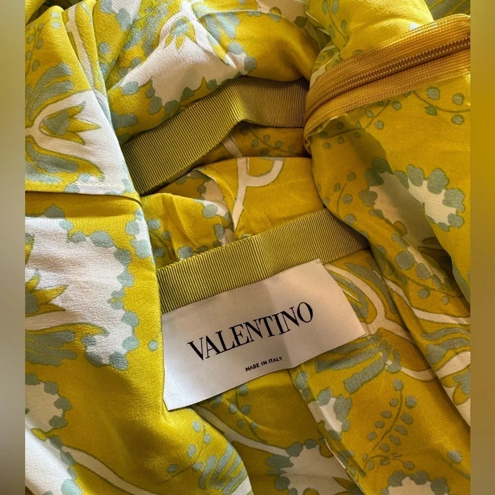 Valentino Floral-print Silk-crepe Midi Dress In Chartreuse - Picture 4 of 6
